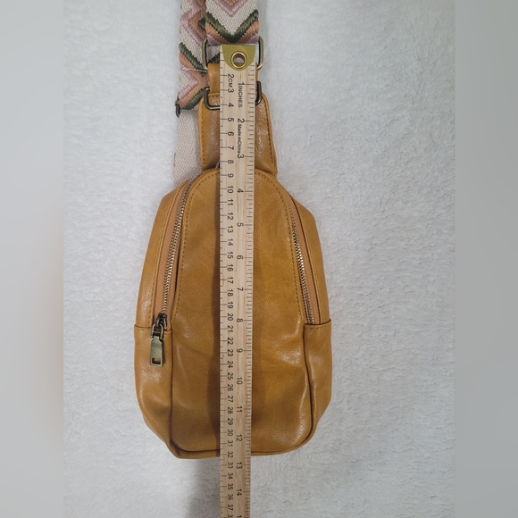 Yellow Vegan Leather Crossbody Bag | Guitar Strap NWT - Picture 7 of 8